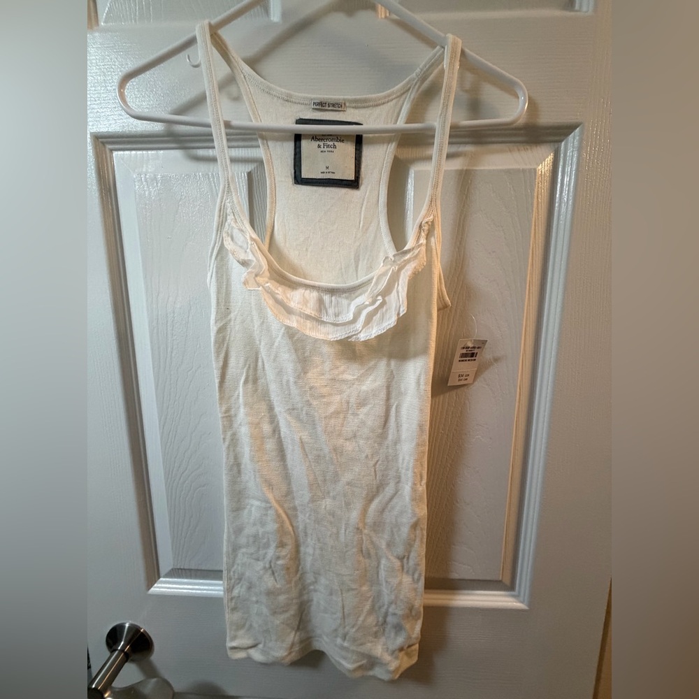 Abercrombie & Fitch Cream Ruffle Tank Top